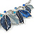 Blue Enamel, Crystal Multi Leaf Necklace and Drop Earrings Set In Rhodium Plating - 40cm L/ 6cm Ext - view 4