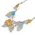 Pastel Enamel 'Spring Foliage' Floral Necklace and Drop Earrings Set In Rhodium Plating - 42cm L/ 8cm Ext - view 8