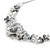 Glittering Grey Enamel, Clear Crystal Multi Butterfly Necklace and Stud Earrings Set In Rhodium Plating - 42cm L/ 7cm Ext - view 11