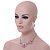 Pink Enamel, Crystal Geometric Necklace and Drop Earrings In Rhodium Plating - 40cm L/ 7cm Ext - view 12