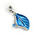 Matt Blue Enamel, Crystal Leaf Necklace and Drop Earrings In Rhodium Plating - 45cm L/ 7cm Ext - view 5