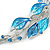 Matt Blue Enamel, Crystal Leaf Necklace and Drop Earrings In Rhodium Plating - 45cm L/ 7cm Ext - view 4