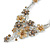Brown/ Caramel Cluster Flower Necklace & Stud Earrings In Rhodium Plated Metal - 42cm L/ 8cm Ext - view 8