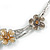 Brown/ Caramel Cluster Flower Necklace & Stud Earrings In Rhodium Plated Metal - 42cm L/ 8cm Ext - view 7