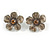 Brown/ Caramel Cluster Flower Necklace & Stud Earrings In Rhodium Plated Metal - 42cm L/ 8cm Ext - view 10
