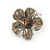 Brown/ Caramel Cluster Flower Necklace & Stud Earrings In Rhodium Plated Metal - 42cm L/ 8cm Ext - view 5