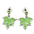 Yellow/ Green Enamel Maple Leaf Necklace and Drop Earrings Set In Rhodium Plating - 41cm L/ 7cm Ext - view 8