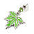 Yellow/ Green Enamel Maple Leaf Necklace and Drop Earrings Set In Rhodium Plating - 41cm L/ 7cm Ext - view 5