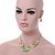 Yellow/ Green Enamel Maple Leaf Necklace and Drop Earrings Set In Rhodium Plating - 41cm L/ 7cm Ext - view 2