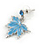 Light Blue Enamel Maple Leaf Necklace and Drop Earrings Set In Rhodium Plating - 41cm L/ 7cm Ext - view 8