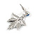 Light Blue Enamel Maple Leaf Necklace and Drop Earrings Set In Rhodium Plating - 41cm L/ 7cm Ext - view 9
