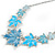 Light Blue Enamel Maple Leaf Necklace and Drop Earrings Set In Rhodium Plating - 41cm L/ 7cm Ext - view 7