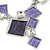 Avant Garde Purple Enamel Geometric Square Station, Clear Crystal Necklace and Drop Earrings Set In Rhodium Plating - 42cm L/ 7cm Ext - view 5