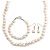 8-10mm Off Round White Freshwater Pearl Necklace, Bracelet and Drop Earrings Set In Silver Tone - 41cm L - view 8