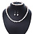 8-10mm Off Round White Freshwater Pearl Necklace, Bracelet and Drop Earrings Set In Silver Tone - 41cm L - view 3