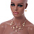 Multistrand Light Toffee/ Caramel Glass and Ceramic Bead Wire Necklace & Drop Earrings Set - 48cm L/ 5cm Ext - view 2