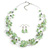 Light Green Glass & Crystal Floating Bead Necklace & Drop Earring Set - 48cm L/ 5cm Ext - view 7