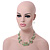 Light Green Glass & Crystal Floating Bead Necklace & Drop Earring Set - 48cm L/ 5cm Ext - view 2