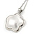 Stylish White Pearl Style Flower Pendant and Drop Earrings In Rhodium Plating (48cm Chain) - view 4