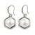 Stylish White Pearl Style Six-Sided Geometric Pendant and Drop Earrings In Rhodium Plating (48cm Chain) - view 2
