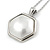 Stylish White Pearl Style Six-Sided Geometric Pendant and Drop Earrings In Rhodium Plating (48cm Chain) - view 4