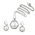 Stylish White Pearl Style Six-Sided Geometric Pendant and Drop Earrings In Rhodium Plating (48cm Chain) - view 5