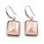 Stylish Pale Pink Pearl Style Square Pendant and Drop Earrings In Rhodium Plating (48cm Chain) - view 2