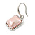 Stylish Pale Pink Pearl Style Square Pendant and Drop Earrings In Rhodium Plating (48cm Chain) - view 3