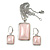 Stylish Pale Pink Pearl Style Square Pendant and Drop Earrings In Rhodium Plating (48cm Chain) - view 6