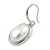 Stylish White Pearl Style Oval Pendant and Drop Earrings In Rhodium Plating  (48cm Chain) - view 3