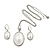 Stylish White Pearl Style Oval Pendant and Drop Earrings In Rhodium Plating  (48cm Chain) - view 5