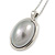 Stylish Light Grey Pearl Style Oval Pendant and Drop Earrings In Rhodium Plating (48cm Chain) - view 4