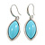Stylish Light Blue Oval Acrylic Pendant and Drop Earrings In Rhodium Plating (48cm Chain) - view 2
