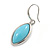 Stylish Light Blue Oval Acrylic Pendant and Drop Earrings In Rhodium Plating (48cm Chain) - view 3
