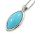 Stylish Light Blue Oval Acrylic Pendant and Drop Earrings In Rhodium Plating (48cm Chain) - view 4