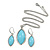 Stylish Light Blue Oval Acrylic Pendant and Drop Earrings In Rhodium Plating (48cm Chain) - view 5
