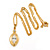 Clear Austrian Crystal Leaf Pendant With Gold Tone Chain and Drop Earrings Set - 38cm L - view 2