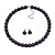 10mm Deep Purple Glass Bead Choker Necklace & Stud Earrings Set - 37cm L/ 5cm Ext - view 6