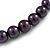 10mm Deep Purple Glass Bead Choker Necklace & Stud Earrings Set - 37cm L/ 5cm Ext - view 3