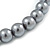 10mm Grey Glass Bead Choker Necklace & Stud Earrings Set - 37cm L/ 4cm Ext - view 5