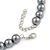 10mm Grey Glass Bead Choker Necklace & Stud Earrings Set - 37cm L/ 4cm Ext - view 6