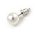 8mm Light Cream Glass Bead Choker Necklace & Stud Earrings Set - 37cm L/ 5cm Ext - view 3