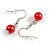 8mm Cranberry Red Glass Bead Choker Necklace & Drop Earrings Set - 37cm L/ 5cm Ext - view 4