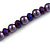 8mm Deep Purple Glass and Pearl Bead Necklace and Drop Earrings Set - 42cm L/ 5cm Ext - view 4