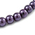 8mm Purple Glass Bead Choker Necklace & Stud Earrings Set - 37cm L/ 5cm Ext - view 4
