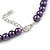 8mm Purple Glass Bead Choker Necklace & Stud Earrings Set - 37cm L/ 5cm Ext - view 5