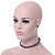 8mm Purple Glass Bead Choker Necklace & Stud Earrings Set - 37cm L/ 5cm Ext - view 2