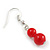 2 Strand Layered Bright Red Graduated Ceramic Bead Necklace and Drop Earrings Set - 52cm L/ 4cm Ext - view 3