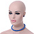 10mm Blue Glass Bead Choker Necklace & Stud Earrings Set - 37cm L/ 5cm Ext - view 2