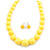 Pineapple Yellow Acrylic Bead  Choker Style Necklace And Stud Earring Set In Silver Tone - 38cm L/ 5cm Ext - view 2